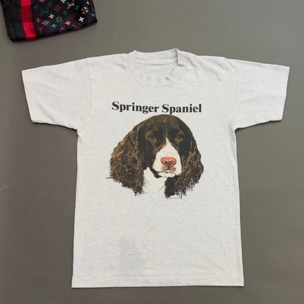 90s Vintage Springer Spaniel Dog Tee Shirt - Picture 1 of 5